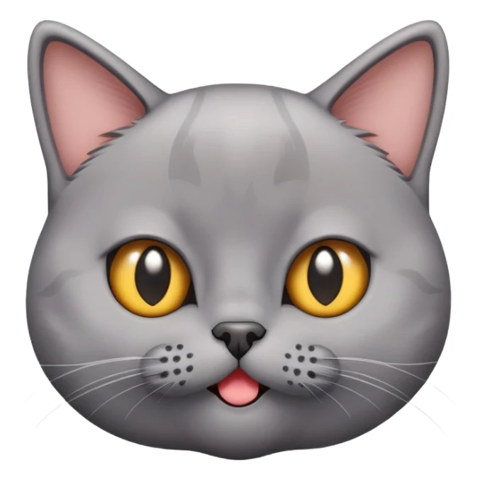 British short-hair cat with a silly face sticker