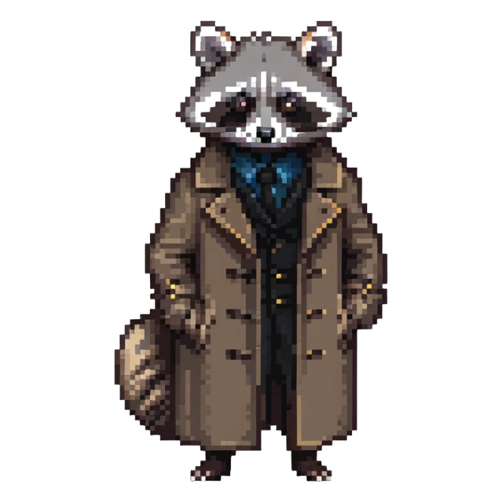 Raccoon private investigator in trenchcoat sticker