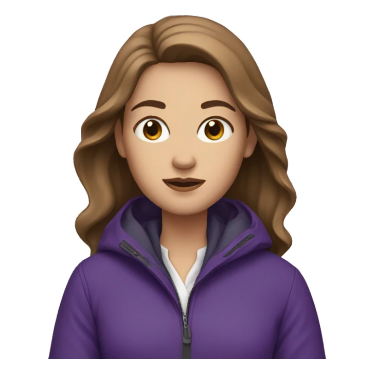 White woman with brown hair in a purple rain jacket sticker