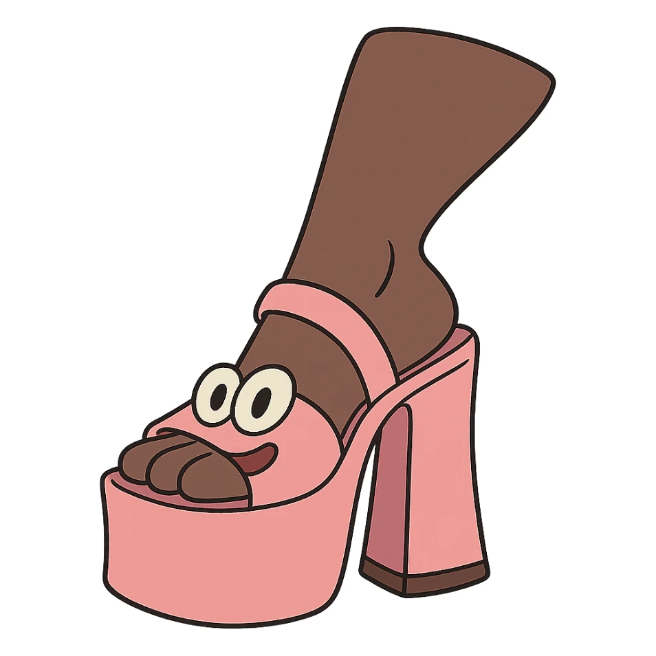 pink platform heel with a leg in stockings sticker