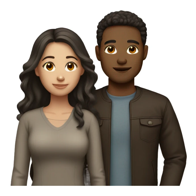 couple with light skin and dark brown hair sticker