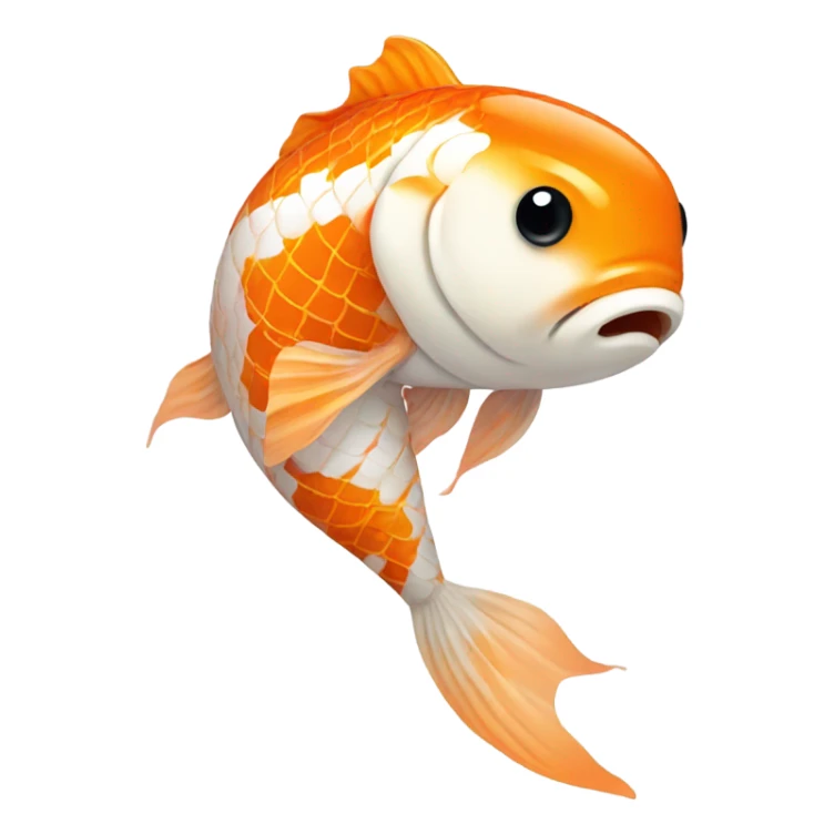 Create a sad koi fish with teary eyes, vibrant orange and white patterns, in a darkened pond with glowing water lilies, subtle ripples, and a faint reflection of its sorrowful face." sticker