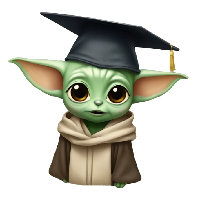 baby yoda wearing graduation cap sticker