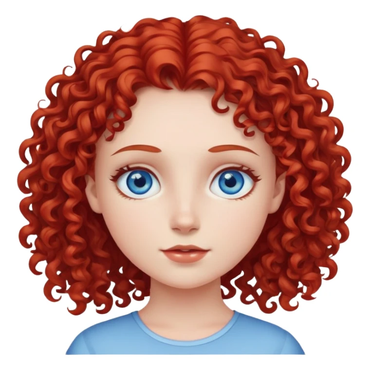 açık tenli mavi gözlü kızıl kıvırcık saçlı kız sticker