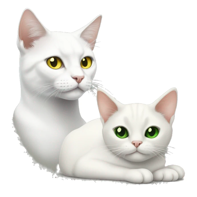 Two cats. White cat with yellow eyes and black cat with green eyes sticker