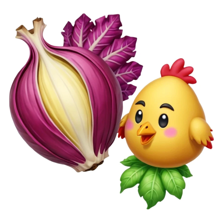 crea emote pack con sfondo trasparente e dimensioni 28x28 56x56 e 112x112 ognuna già con tutte e tre le dimensioni staccate dalle altre con tema radicchi e polli in stile gamer con parole da gaming in font bold colore arcobaleno diverso ad ogni parola sticker