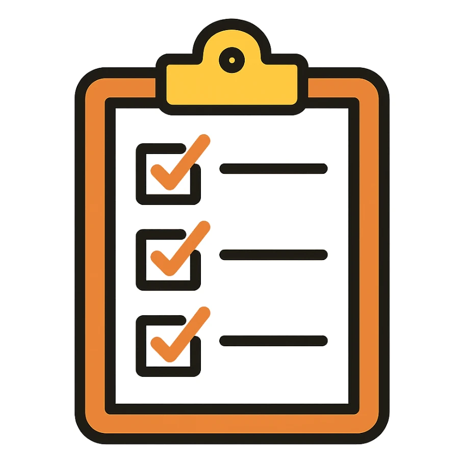 Remove the guinea pig, leaving only the clipboard or checklist, in the same cute, outlined, colorful style. sticker