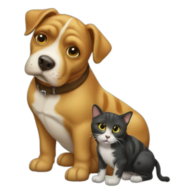 An emoji with a cat stacked on a dog stacked turtle stacked cow sticker