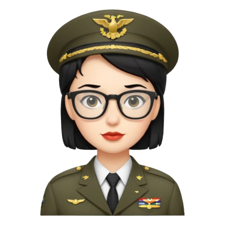 Black hair military secretary glasses nerd cute sticker