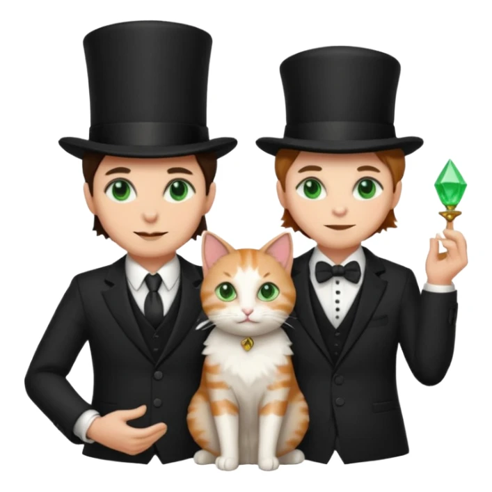magician couple and their pet cat sticker