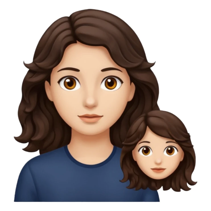 Olhos castanhos, cabelo castanho escuro e ondolado, pele clara sticker