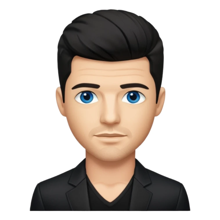 Robin Thicke with blue eyes, black hair, black outfit sticker