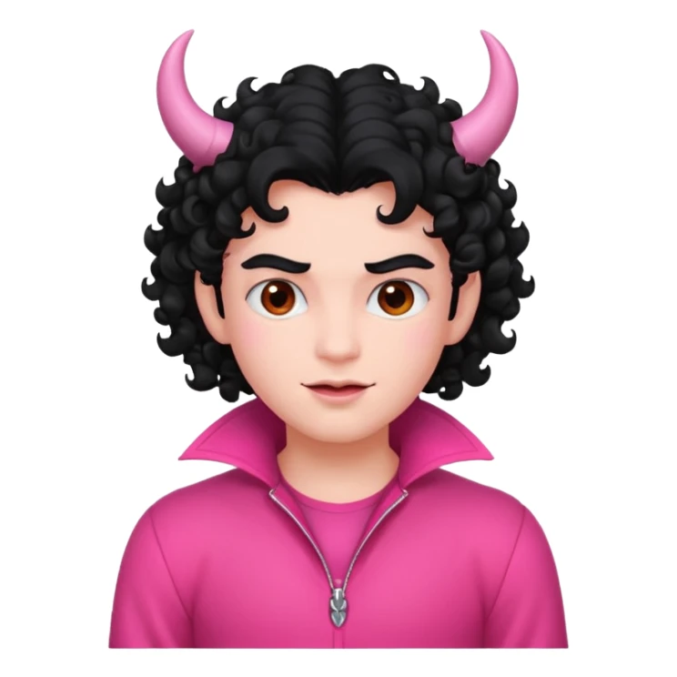 devil curly hair black in pink outfit sticker