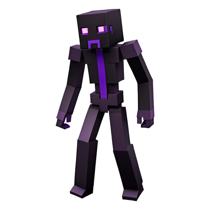 Minecraft Enderman full body, tall black blocky character with purple eyes sticker