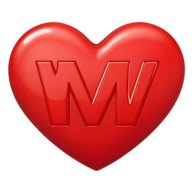the letters M + V, in a heart  sticker