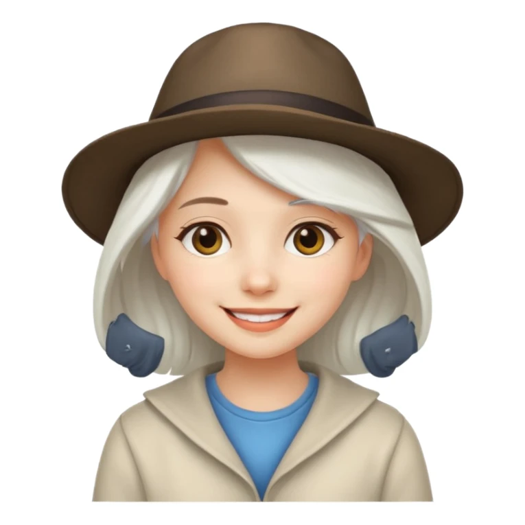 very white haired hatted girl sticker