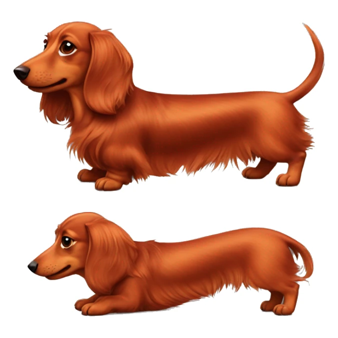 Red longhaired dachshund wants to be scratched on her belly sticker