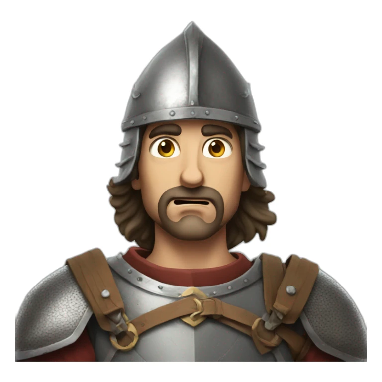 medieval man with a sword coming out of his mouth, looking up sticker