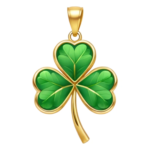 Lucky clover charm – green four-leaf clover, gold pendant sticker