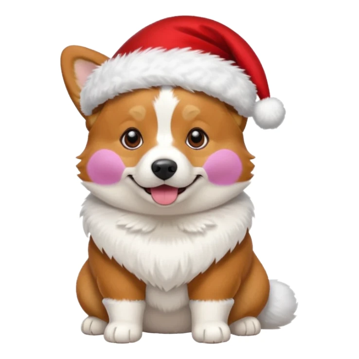 tricolor corgi with santa hat on sticker