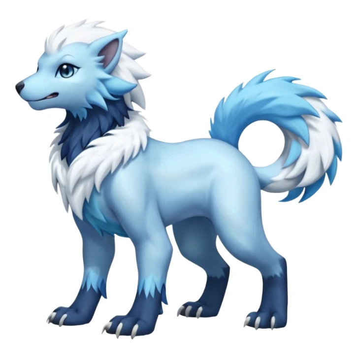 Icy scarf-covered glacial glistening glossy smooth soft flaky scaly furry hyper-realistic boreal Lunaray-Manectric-Absol-Luxray-Pyroar-Fakémon-fusion-animal-creature, full body  sticker