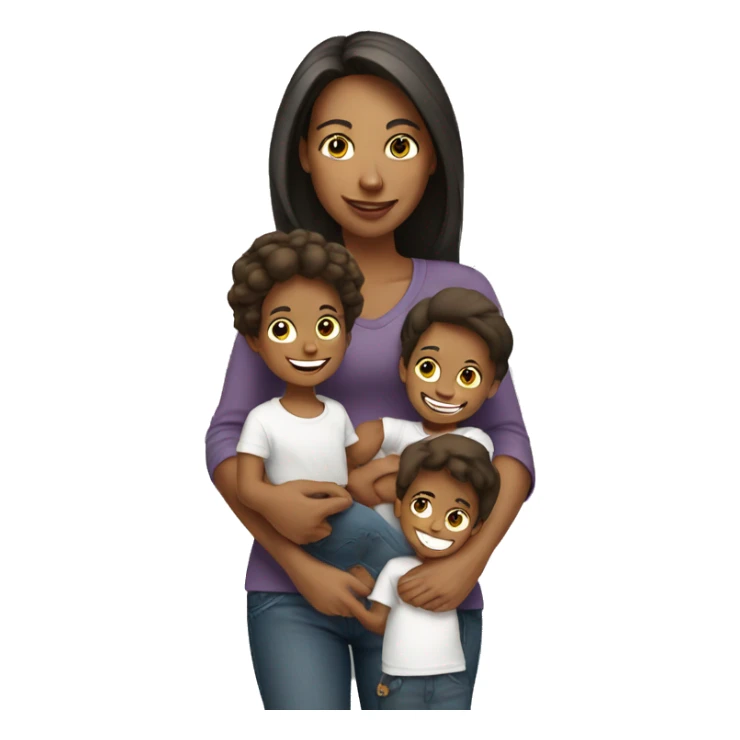 Mom and 5 children white sticker