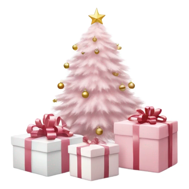 Light pink Christmas gifts under a white Christmas tree  sticker
