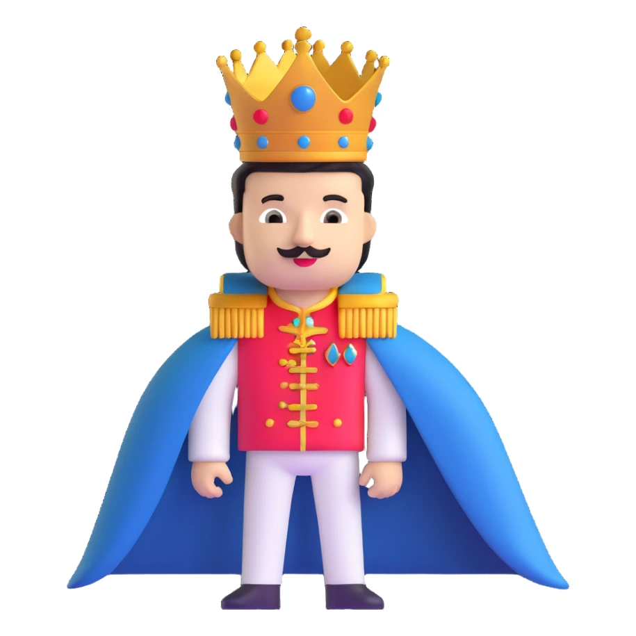 Freddie Mercury with crown and royal cape sticker