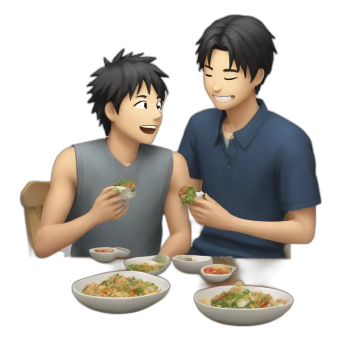 gojo satoru and jogo eating together sticker