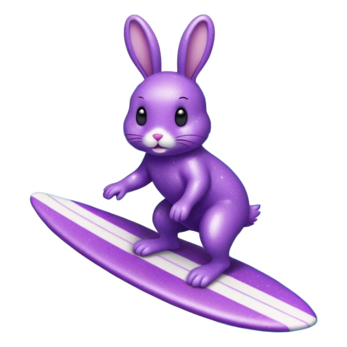 glitter purple cian bunny surf sticker