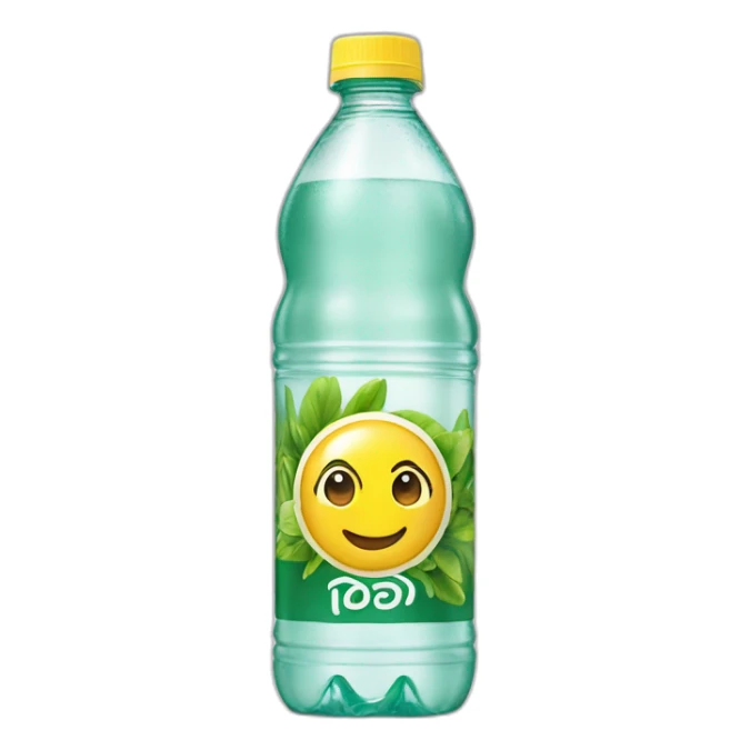 yellow liquid in a poland spring water bottle laying on it's side sticker