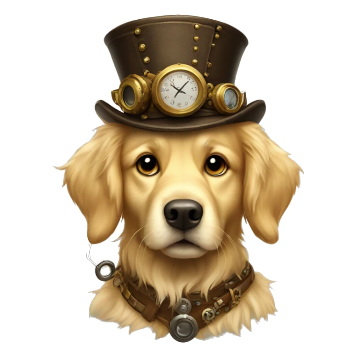 Golden retriever steam punk dog sticker