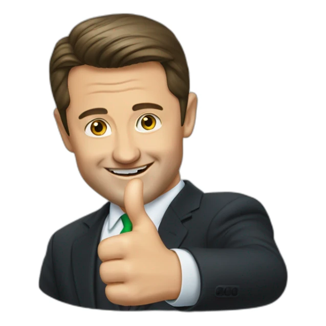 Zelensky gives it the thumbs up sticker