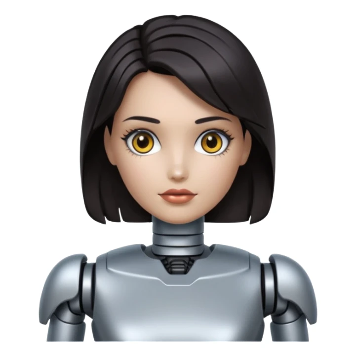 female robot with dark hair sticker