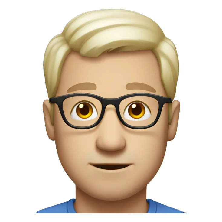 A man with white skin, glasses, and a mole under his eyes sticker