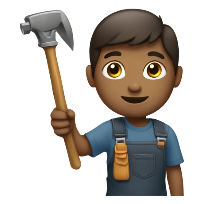 a child with a tool in his hands sticker