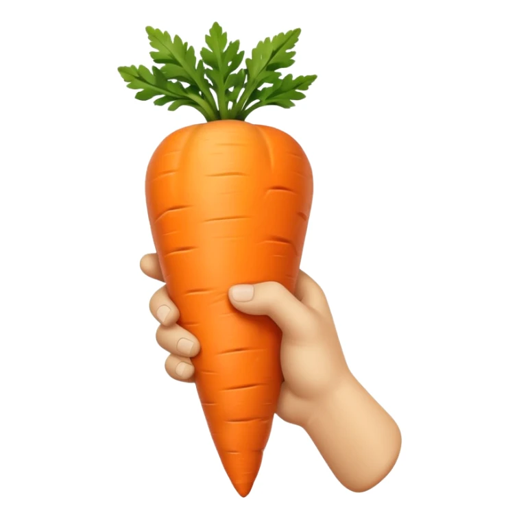 beige skin colored hand holding a carrot sticker