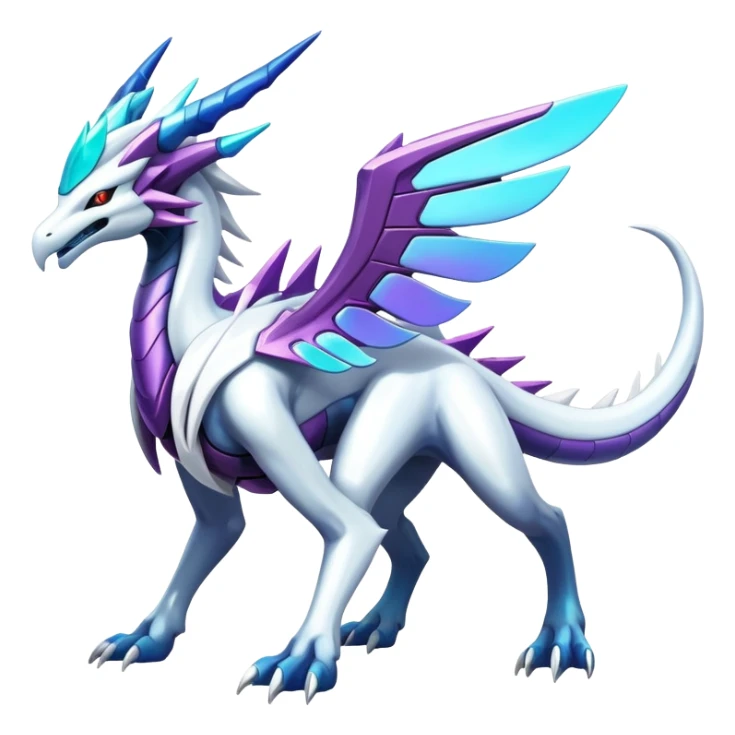 Colorful Iridescent Futuristic Modern Epic Legendary Shiny Cyber-Suicune-Dialga-Reshiram-Creature, (full body) sticker