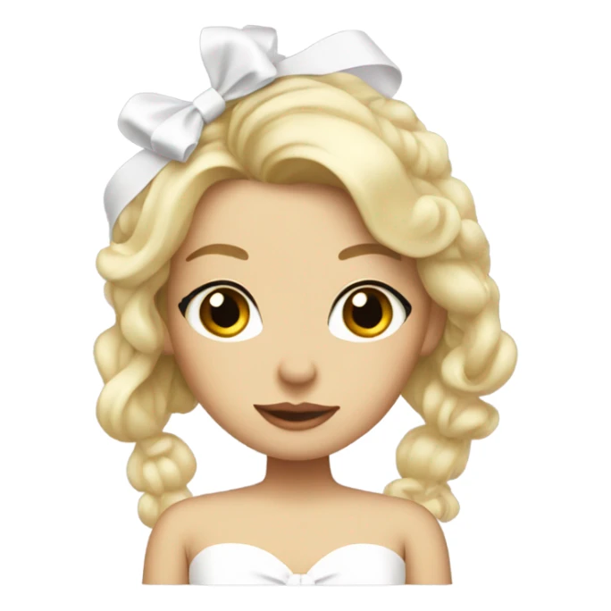 coquette blonde with white bow on hair and white dress sticker