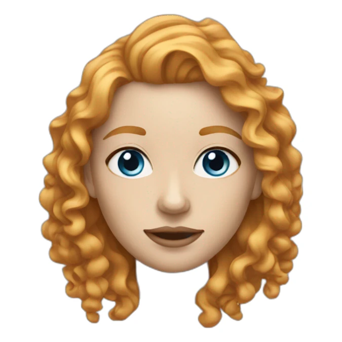 White Ginger woman long curly hair blue eyes sticker