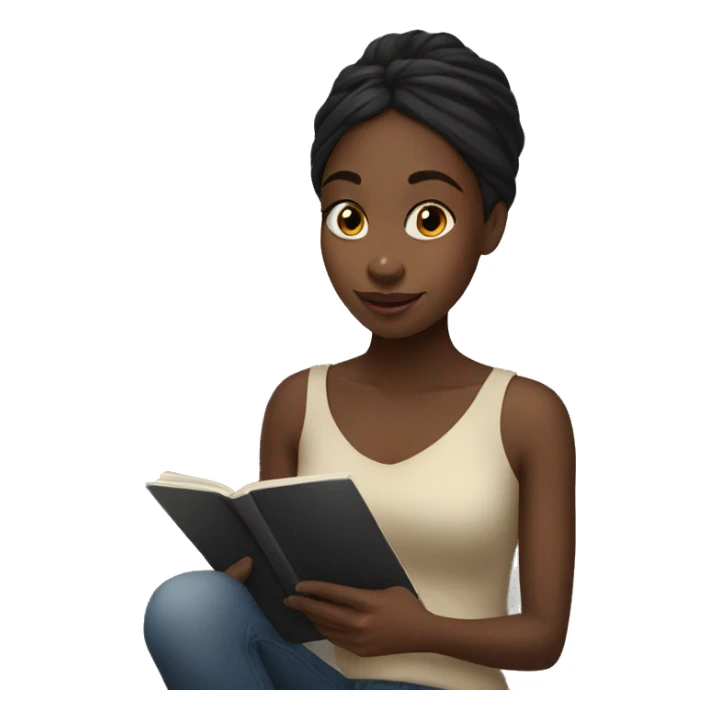Black girl reading a book on ipad sticker