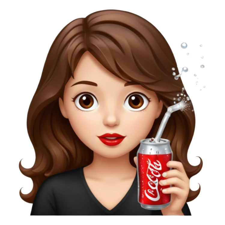 Girl with brown wavy hair drinking a bedazzled Diet Coke  sticker