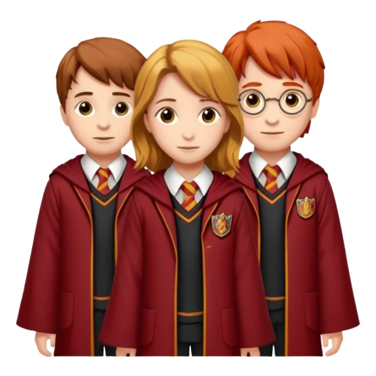 harry potter, ronald weasley and hermione granger in gryfinndor uniform sticker