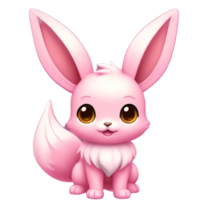 Kawaii Shiny Pastel Pink Eevee Full Body sticker