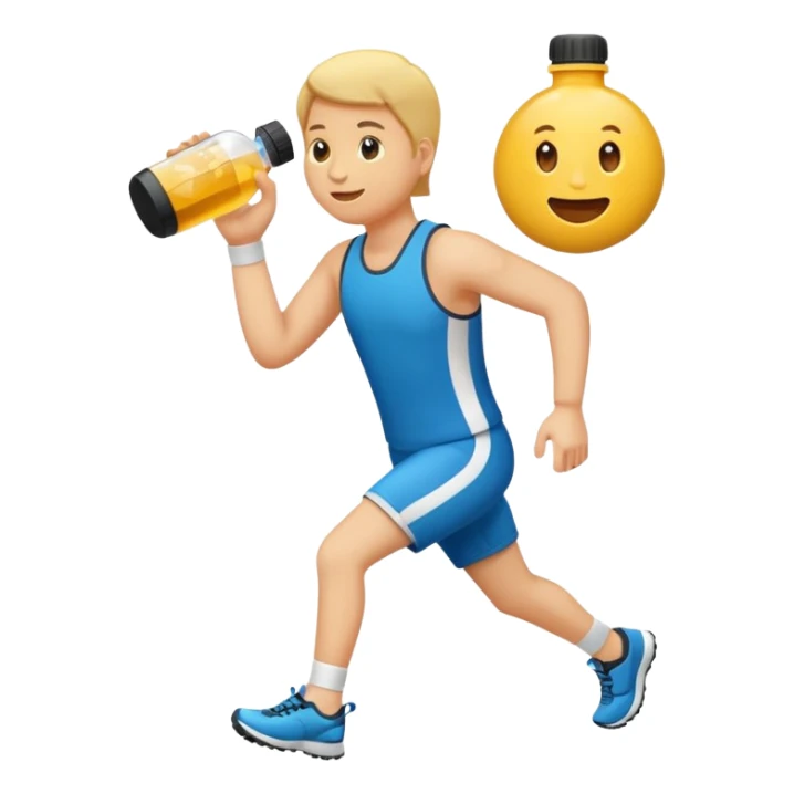 Erstell mir ein Emoji wo man ein Jogger sieht mit einer Energyflasche in der Hand sticker
