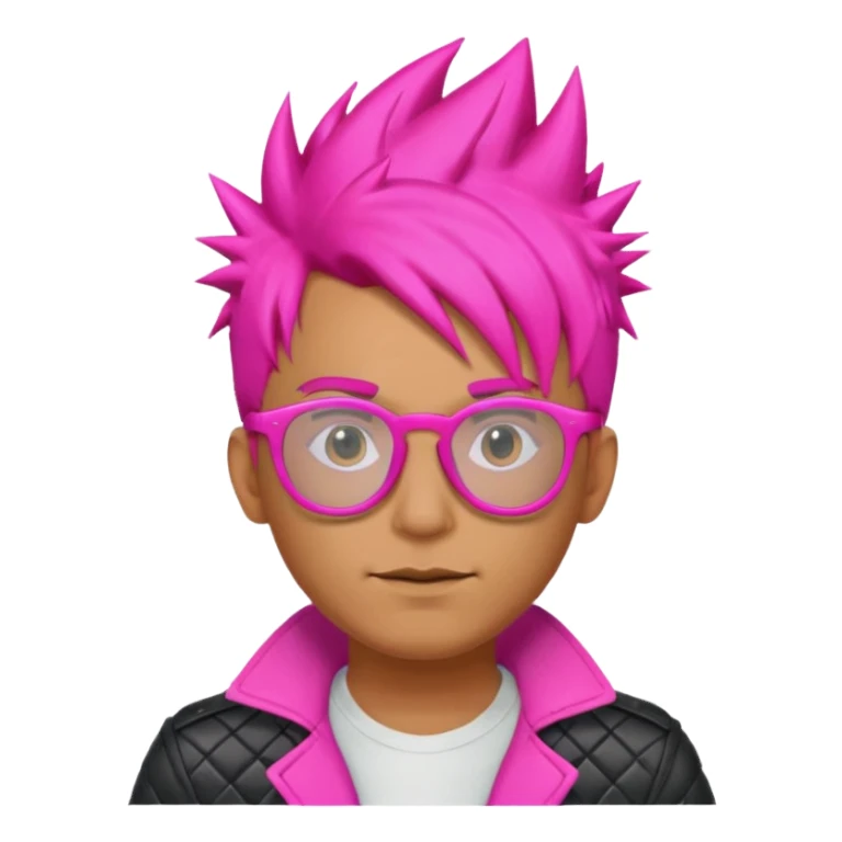 Man with neon pink spiky hair and glasses, half body sticker
