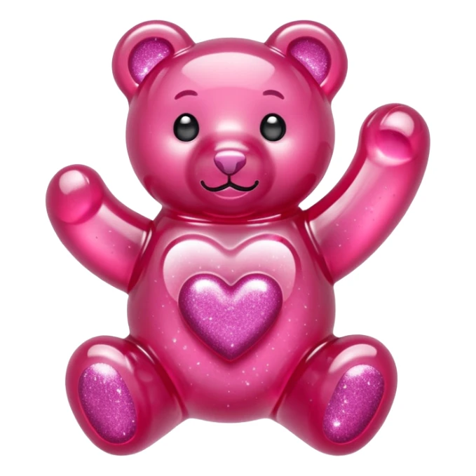 transparent pink gummy bear heart glitters pink sticker
