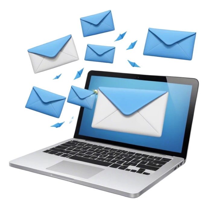 Envelopes flying out of a lptop sticker