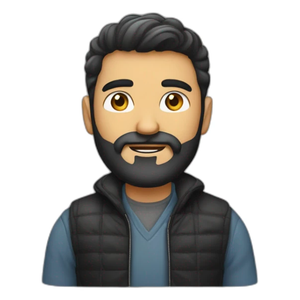 Hombre moreno calvo y con barba con ropa negra sticker