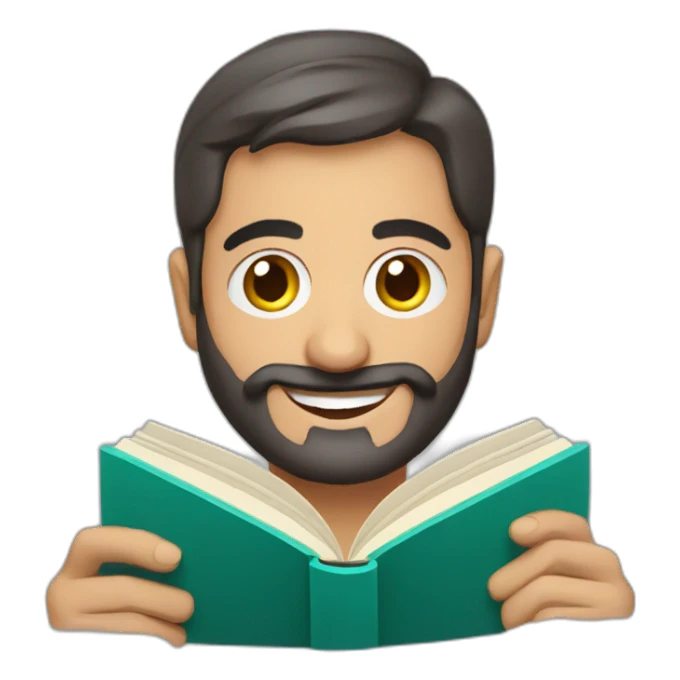 Armenian men reading interesting book and looking at camera and smiling  sticker